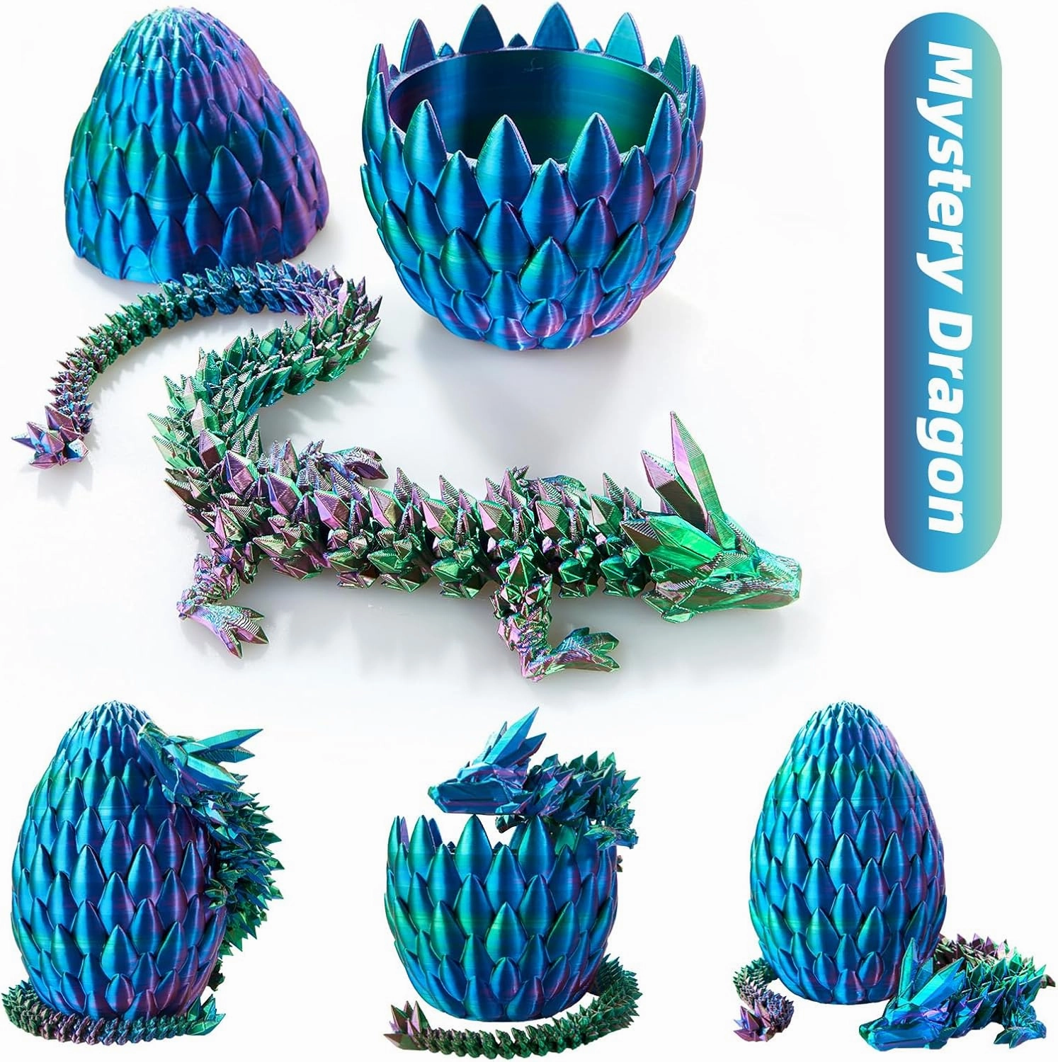 3D Printed Dragon Egg, 15Inch Crystal Dragon,Easter Eggs,Surprise Egg,Fidget Toys for Executive Home Office Decor,Toys for Kids Gifts