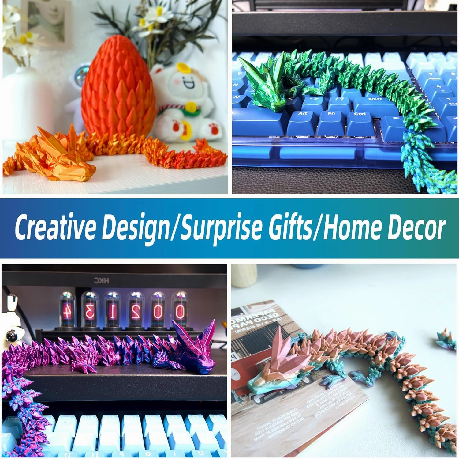 3D Printed Dragon Egg, 15Inch Crystal Dragon,Easter Eggs,Surprise Egg,Fidget Toys for Executive Home Office Decor,Toys for Kids Gifts