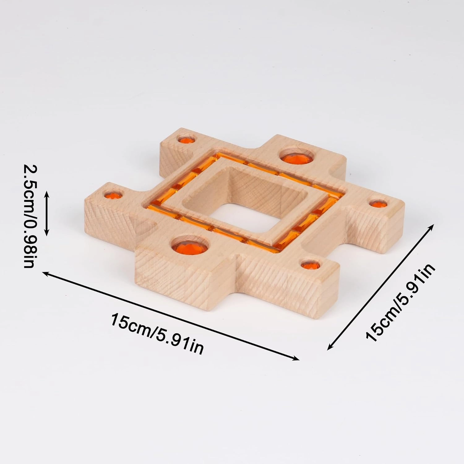 3PCS Wooden Blue Gem Acrylic Stacked Blocks, Colorful Trapezoidal Building Toys for Kids (3PCS Blue Set)