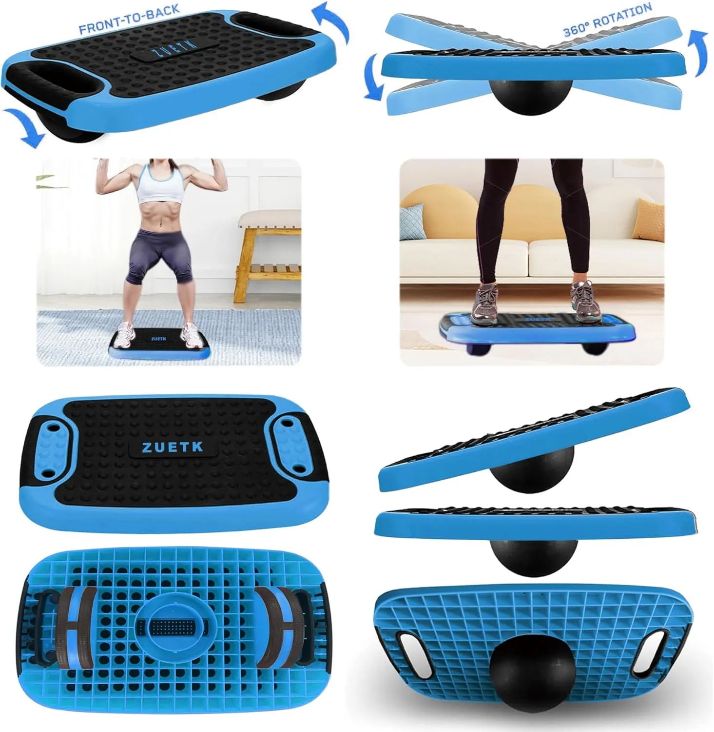 4-In-1 Aerobic Balance Board and Step Up Exercise Platform - Adjustable Multifunctional Balance Board Slant Board, Steppers for Exercise - Home Workout Non Slip Stepper Platform