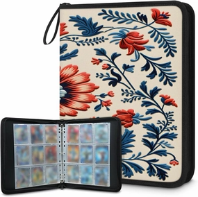 400 Card Binder 4 Pocket Aztec Decorative Painting Portable Trading Cards Holder Collector Album for Sports Game Cards 50 Pages Removable Sleeves Double Sided Pocket Sturdy Zipper Gifts Ready