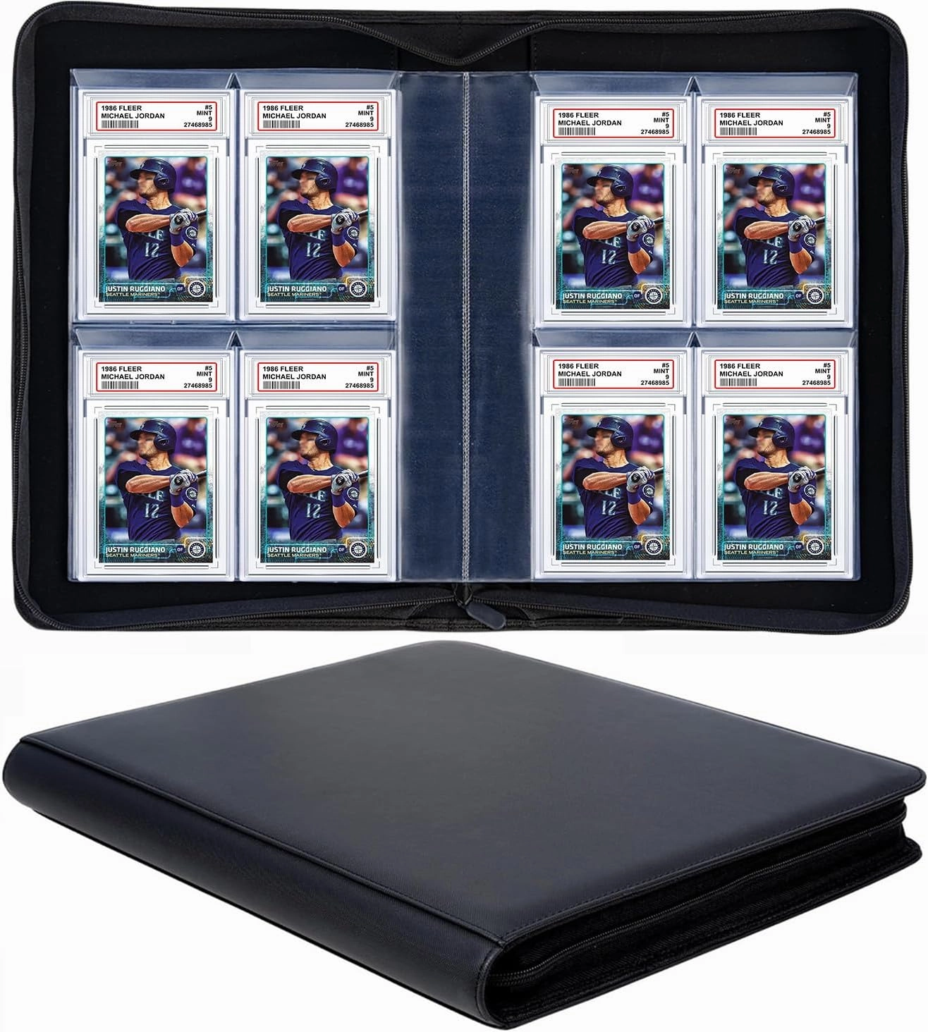 40 Pockets Graded Card Binder, Toploading PSA Slab Holder Album, PU Leather Graded Card Storage Binder, Premium 4 Pocket PSA Card Binder Album