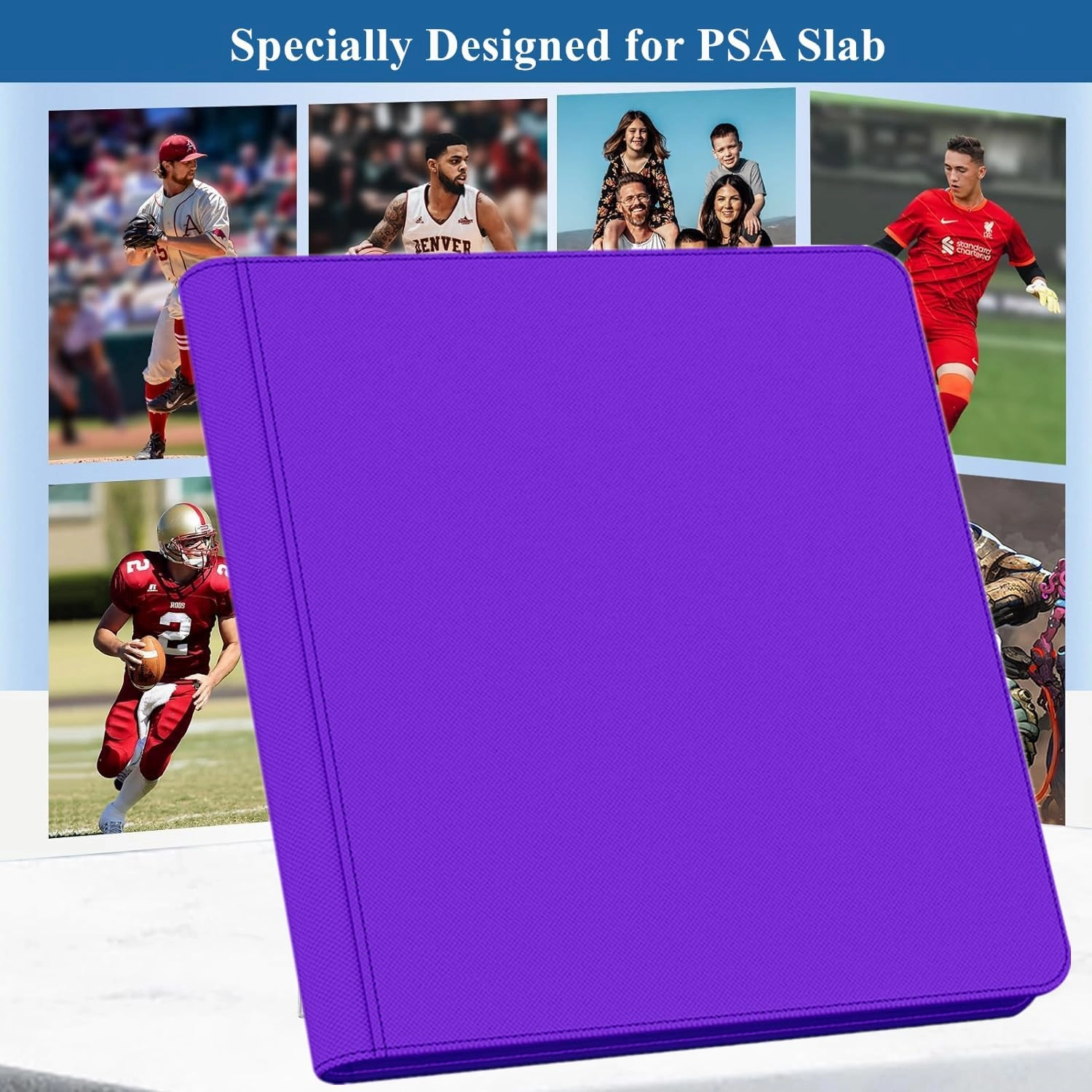 40 Pockets Graded Card Binder, Toploading PSA Slab Holder Album, PU Leather Graded Card Storage Binder, Premium 4 Pocket PSA Card Binder Album with Sleeves (Purple)