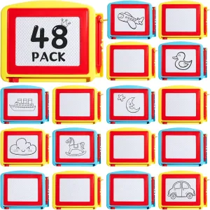 48 Piece Mini Magnetic Drawing Board for Kids, Erasable Small Doodle Board Set, Travel Size Magnetic Drawing Pad Set, Portable Toddler Writing Board for Classroom Art Supplies Birthday Party Favors