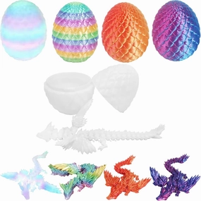 4 Pcs 3D Printed Dragon Eggs with Dragon Inside, 3D Printing Toys for Kids & Adults, Executive Home Office Decor, Birthday Gifts, Christmas Ornament & Stocking Stuffers