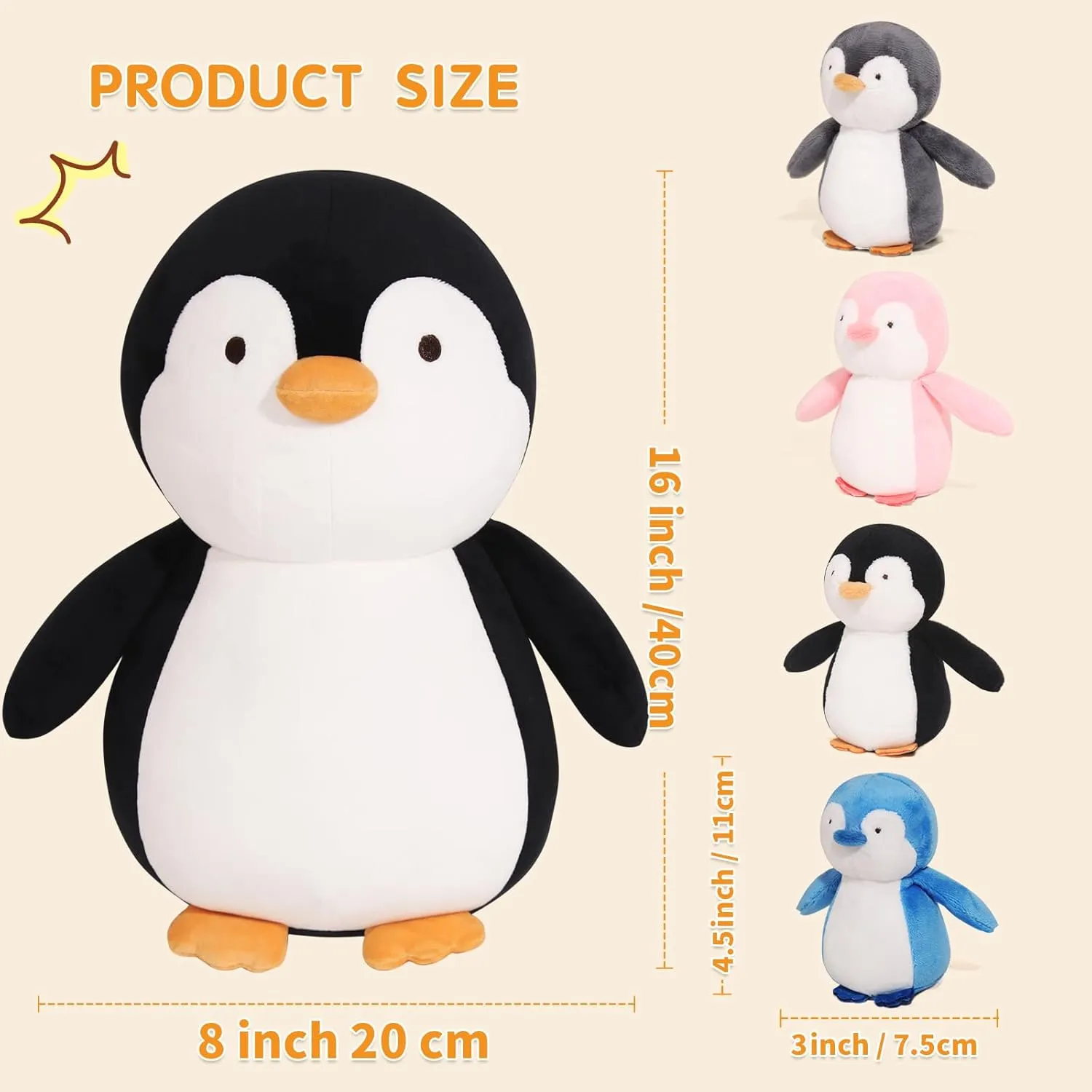 5 Pieces Penguin Stuffer Animals, Giant Penguins Plush Toy Mommy 16 Inch with 4 Baby Penguin Plushies in Her Tummy, Gifts for Kids Girls Boys, Birthday