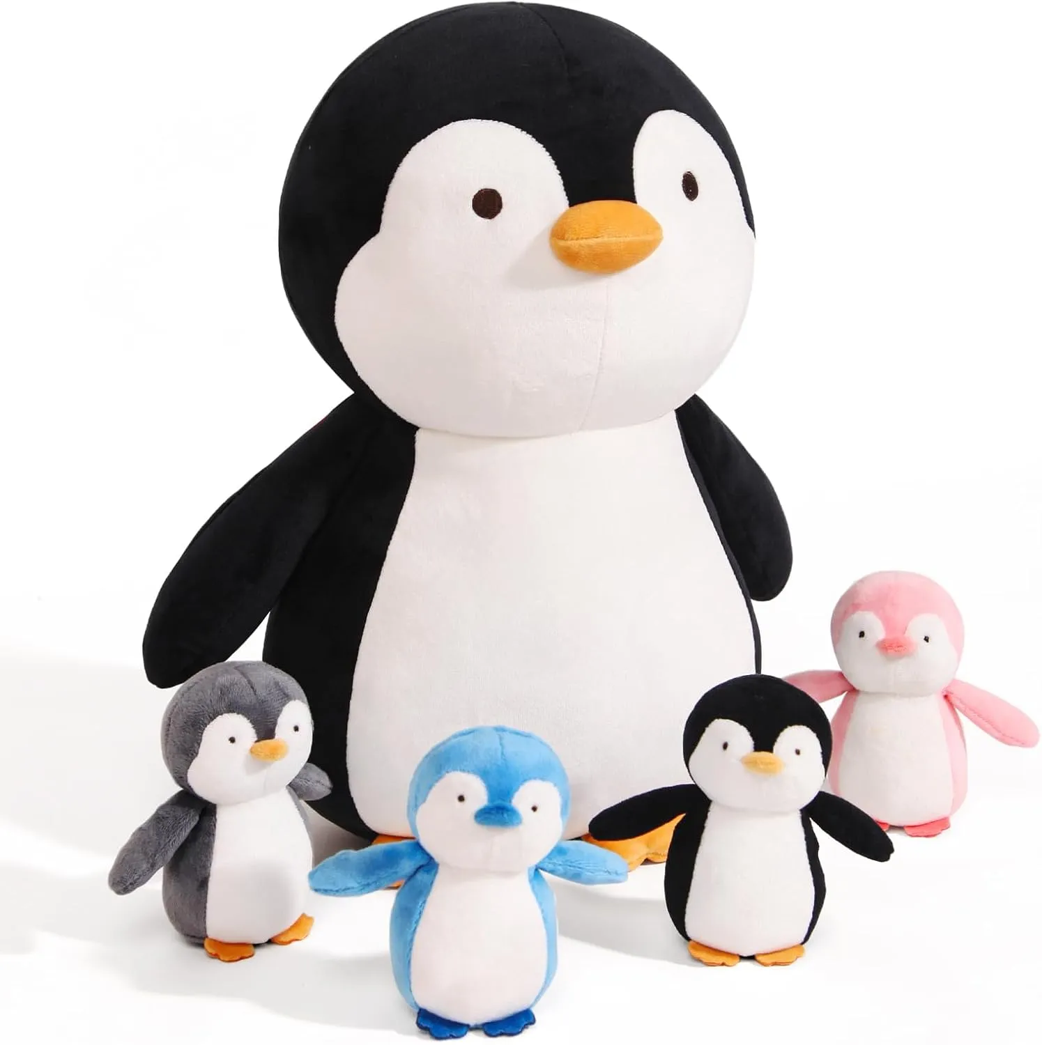 5 Pieces Penguin Stuffer Animals, Giant Penguins Plush Toy Mommy 16 Inch with 4 Baby Penguin Plushies in Her Tummy, Gifts for Kids Girls Boys, Birthday