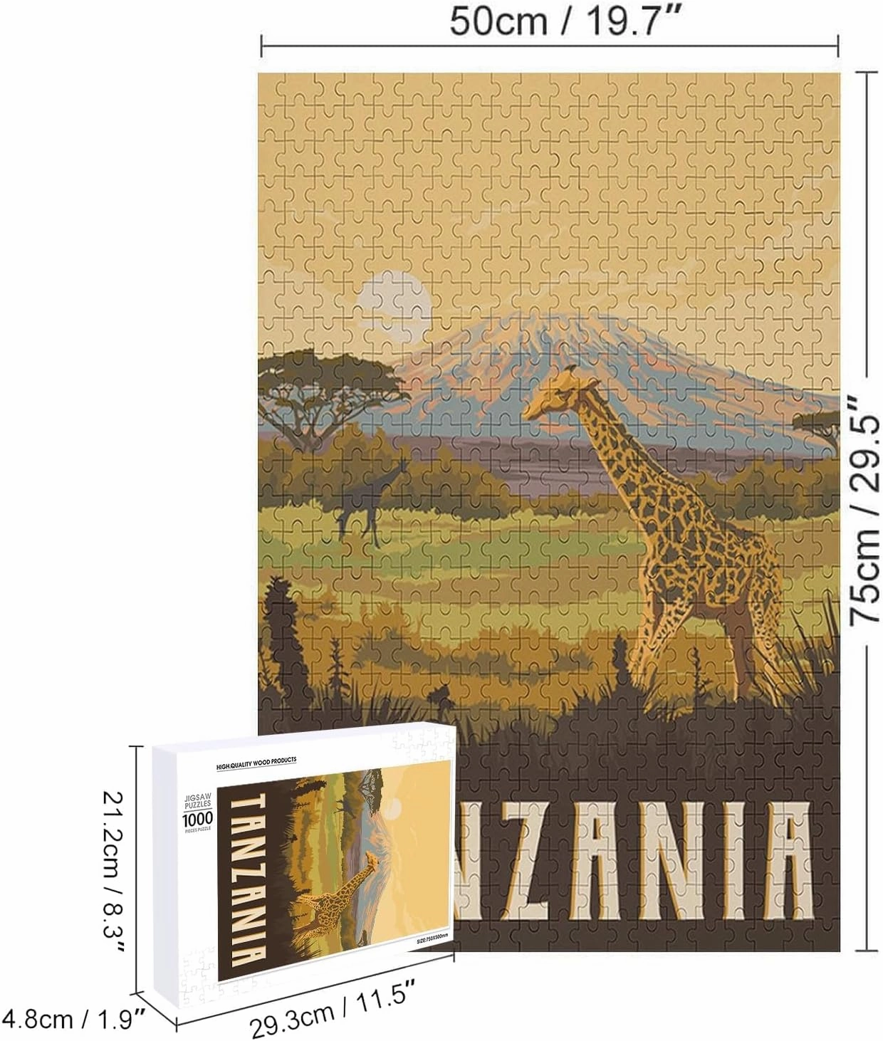 500/1000pcs Puzzles,Mount Kilimanjaro Tanzania City Landscape Puzzle,Jigsaw Puzzle for Adults,Home Decoration Gift,Decompression Toys (1000pcs)