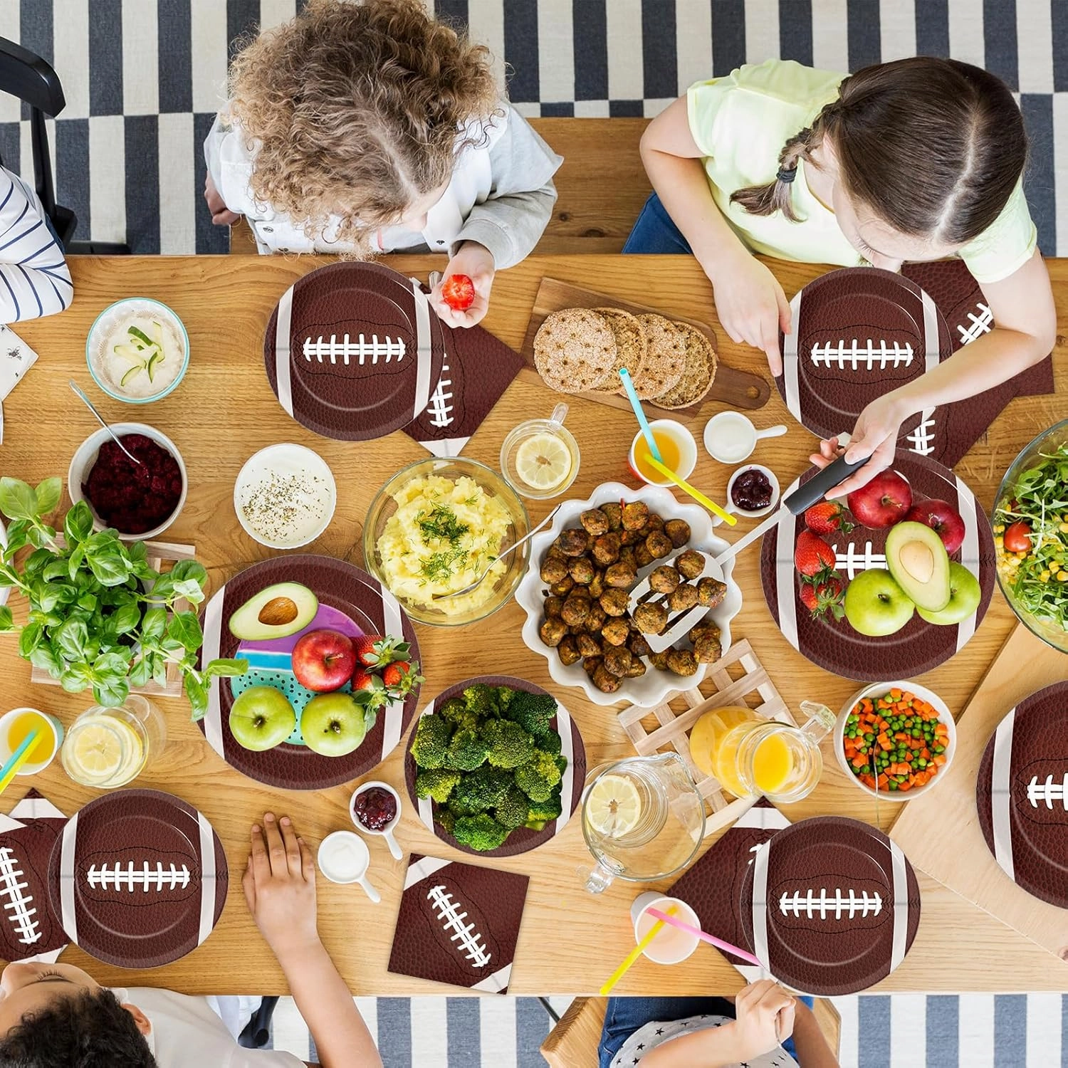 50 Guests Football Plates and Napkins Party Supplies Football Party Decorations Disposable Tableware Set Sports Theme Birthday Dinnerware Favor for Game Time Football Frenzy Kids Boys, 200PCS