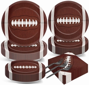 50 Guests Football Plates and Napkins Party Supplies Football Party Decorations Disposable Tableware Set Sports Theme Birthday Dinnerware Favor for Game Time Football Frenzy Kids Boys, 200PCS