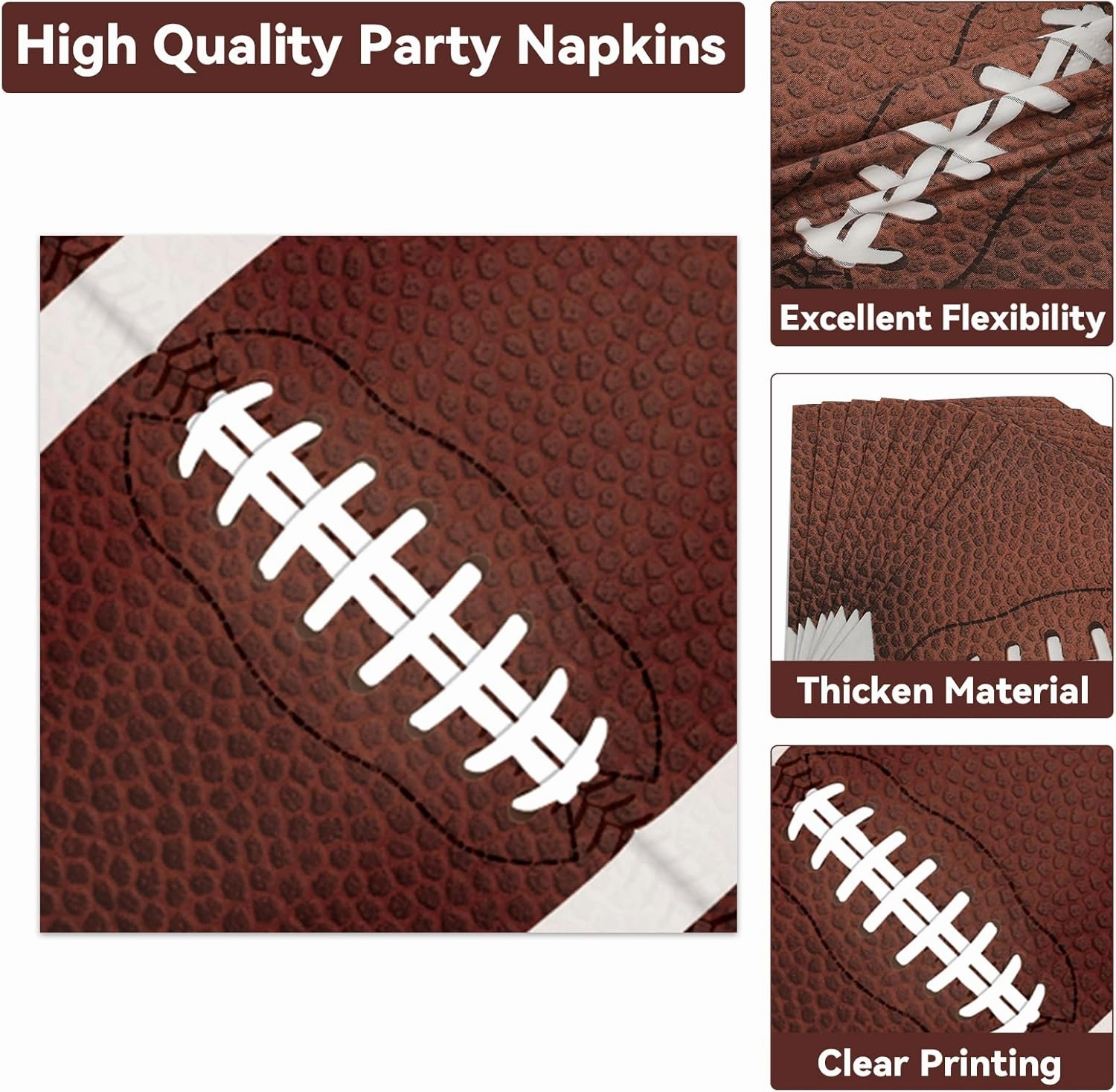 50 Guests Football Plates and Napkins Party Supplies Football Party Decorations Disposable Tableware Set Sports Theme Birthday Dinnerware Favor for Game Time Football Frenzy Kids Boys, 200PCS