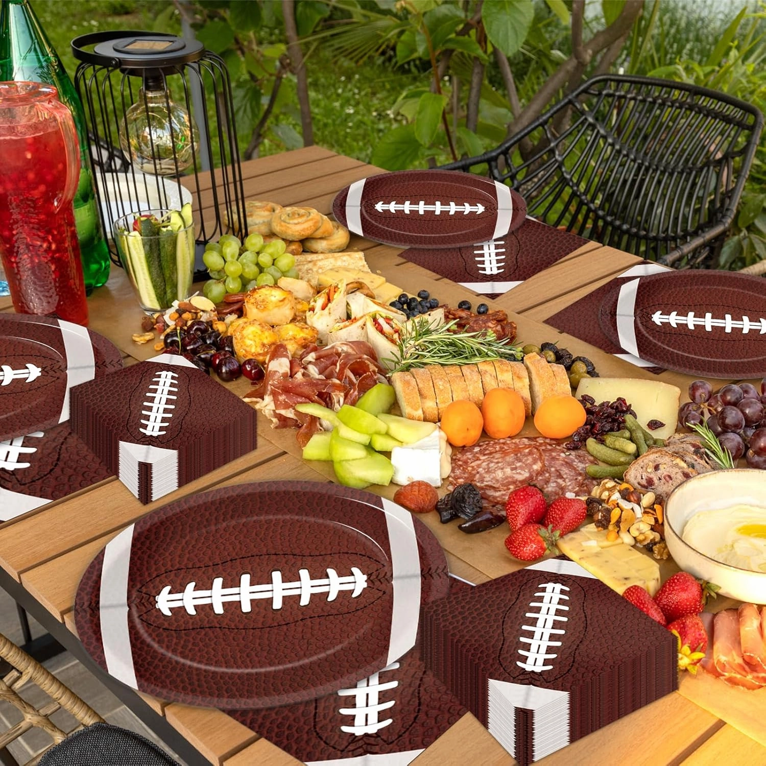 50 Guests Football Plates and Napkins Party Supplies Football Party Decorations Disposable Tableware Set Sports Theme Birthday Dinnerware Favor for Game Time Football Frenzy Kids Boys, 200PCS