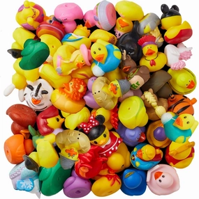 50 Pack Rubber Duck for Jeeps Ducking - 2" Bulk Floater Duck for Kids - Baby Bath Toy Assortment - Party Favors, Birthdays, Bath Time, and More (50 Varieties)