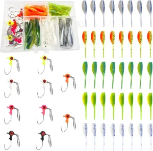 50pc Crappie Jigs Lure Set - 2in Bait, Jig Heads & Hooks for Versatile Fishing