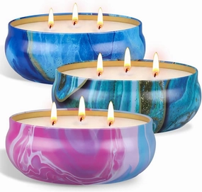 55 OZ Citronella Candles Outdoor, Soy Wax Scented Candle Set 3 Wick | 3 x 18.5 Oz Aromatherapy Candle Bulk for Home Patio Yard Garden Camping BBQ