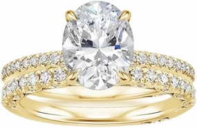 5.2 CT Oval Cut Colorless Moissanite Engagement Ring Set, Tacori Wedding/Bridal Sets, 925 Sterling Silver, Anniversary Ring Pave Set, Holiday Gift for Women, 10K/14K/18K/22K Gold