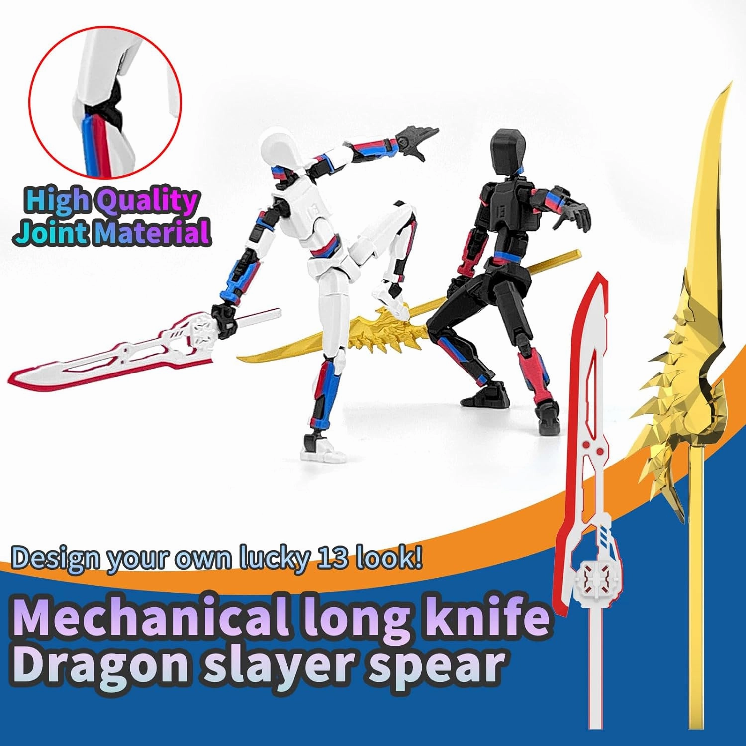 5-Pack T13 Action Figure Already Assembled, Multi-Colored Titan 13 Action Figure Set with Laser Saber 3D Printed T 13 Lucky Robo Dummy Nova 13 Action Figures, Figura de acción t13