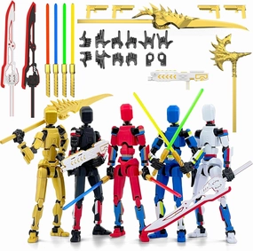 5-Pack T13 Action Figure Already Assembled, Multi-Colored Titan 13 Action Figure Set with Laser Saber 3D Printed T 13 Lucky Robo Dummy Nova 13 Action Figures, Figura de acción t13