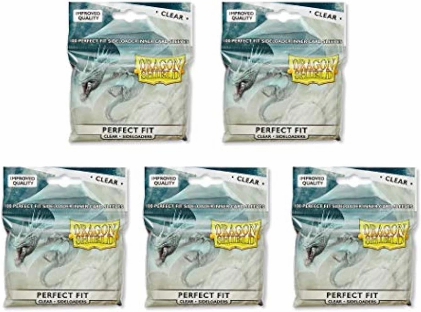 5 Packs Dragon Shield Inner Sleeve Sideloader Clear Standard Size 100 ct Card Sleeves Value Bundle!