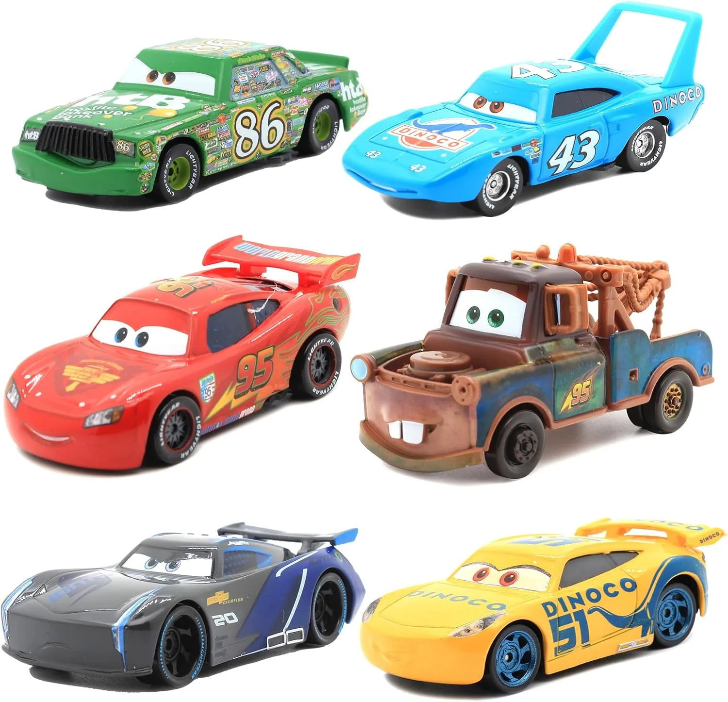 6 Pcs Car Toys, Car Movie Die-cast Toy Car Set, 1:55 Ratio, Birthday Gifts for The Kids (6 Pieces)