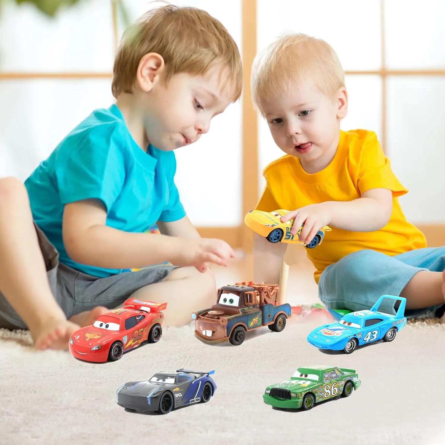 6 Pcs Car Toys, Car Movie Die-cast Toy Car Set, 1:55 Ratio, Birthday Gifts for The Kids (6 Pieces)