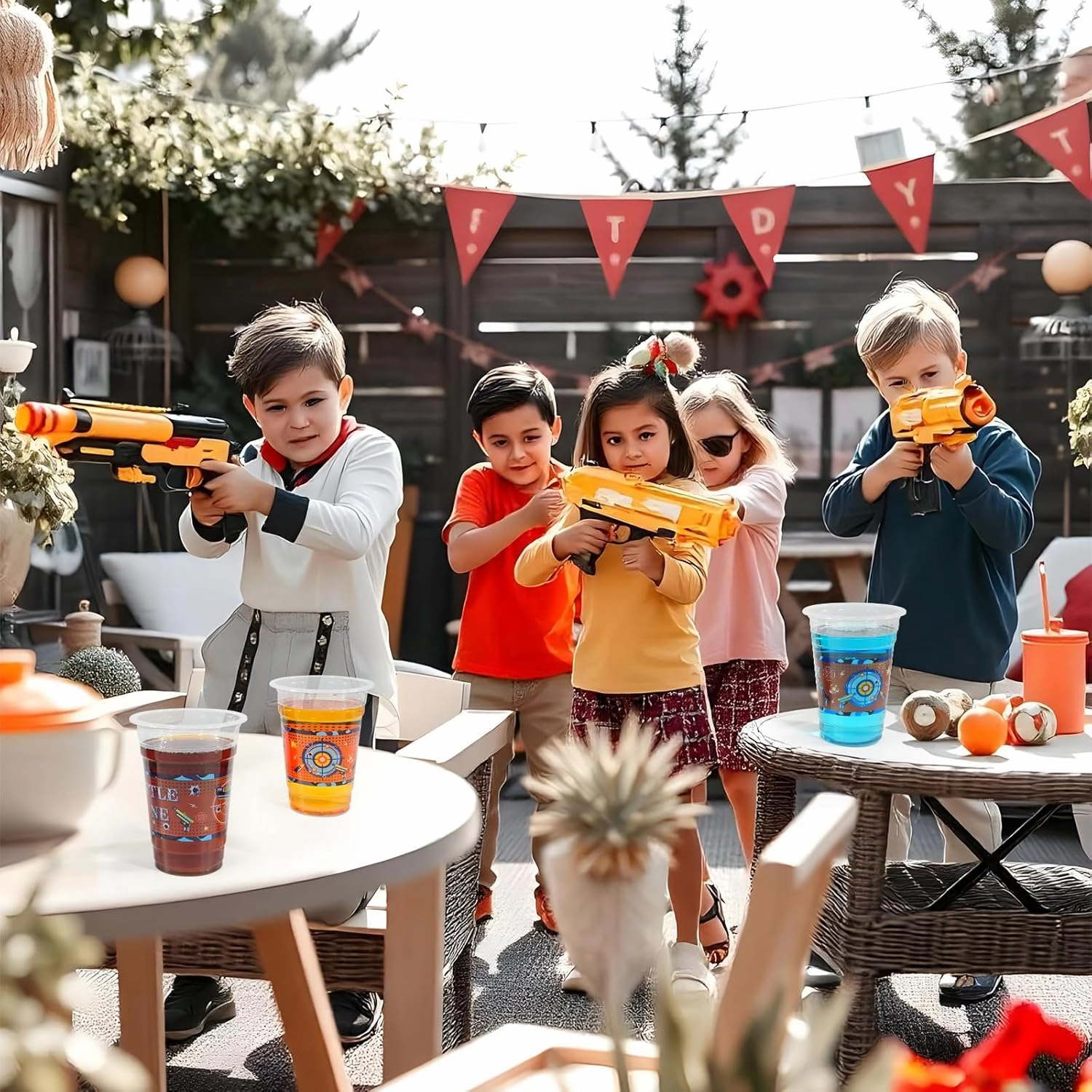 60 Pieces 16oz Dart War Party Supplies,Dart War Game Disposable Plastic Cups Set for Boys Gun Themed Birthday Party Decorations(Dart War cups)
