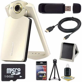 6Ave Casio EX-TR60 Self Portrait/Selfie Digital Camera (Silky White)   16GB microSD Memory Card   Micro HDMI Cable   SDHC Card USB Reader   Memory Card Wallet   Deluxe Starter Kit Bundle