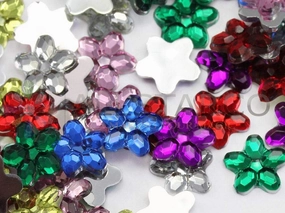 6mm Amber LQ32 Flower Self Adhesive Acrylic Rhinestones Plastic Face Gems Stick On Body Jewels for DIY Cards and Invitations Crafts Bling Sticker - 5 Sheets - 250PCS