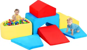 7 Pcs Velvet Climbing Toys for Toddlers, Indoor Foam Climbing Blocks and Ball Pit for Toddler, Foam Play Gym Activity Play Set, Colorful (Balls not Included)