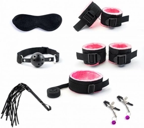 7-Piece Nylon Yoga Hand and Foot Set, Pink Yoga Training Set with Black Bone Orthodontic Appliance, Oral Expander, Soft Silicone
