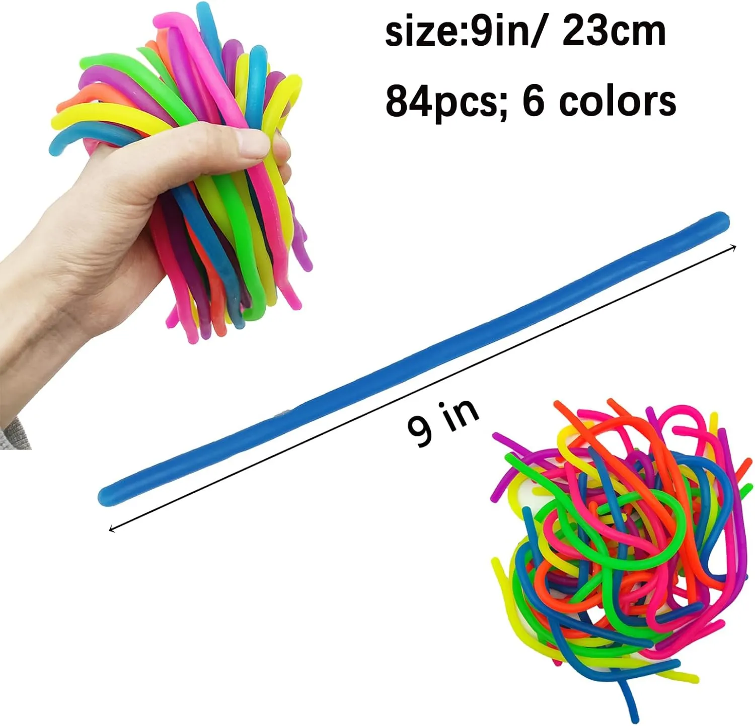 84Pcs Colorful Fidget Noodles Toys Squeeze Release Anxiety for Kids and Adult as Party Bag Fillers Party Favors Birthday Gifts for Kids and Classroom Rewards