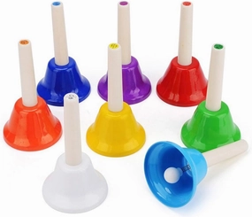 8 Note Handbells Set Colorful Hand Bells Percussion Instrument Musical Teaching Toy Toddler Kid Adults