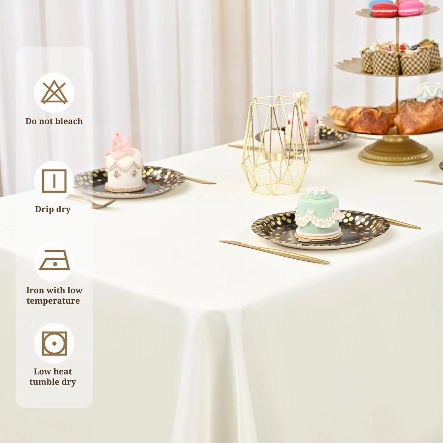 8 Pack 60 x 126 Inch Rectangle Tablecloth, Ivory Tablecloth for 8 Feet Rectangle Tables, Stain and Wrinkle Resistant Washable Fabric Table Cloth for Wedding Dining Table Buffet Parties Camping