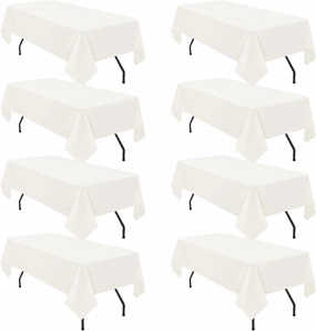 8 Pack 60 x 126 Inch Rectangle Tablecloth, Ivory Tablecloth for 8 Feet Rectangle Tables, Stain and Wrinkle Resistant Washable Fabric Table Cloth for Wedding Dining Table Buffet Parties Camping