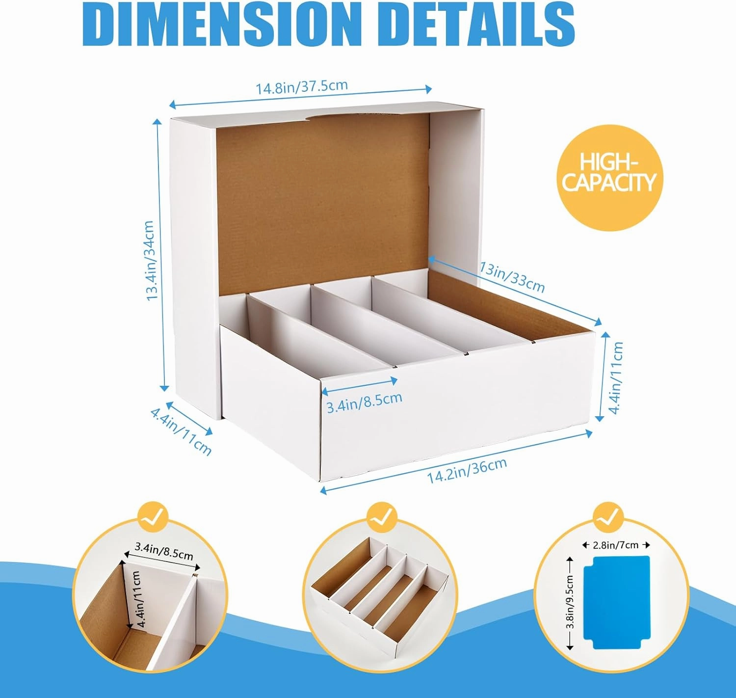 8 Pack Cardboard Card Storage Box 3120 Count Bulk Card Storage White Sports Card Boxes