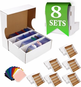 8 Pack Cardboard Card Storage Box 3120 Count Bulk Card Storage White Sports Card Boxes