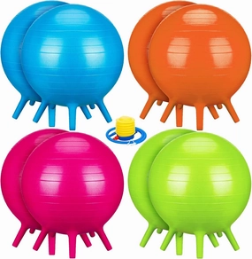 8 Pack Chair Ball with Feet for Kids Classroom Seating Ball Yoga Ball Chair Flexible Balance Chair for School Students Alternative Seating Includes Air Pump (Rose Red, Green, Orange, Blue, 18 Inch)