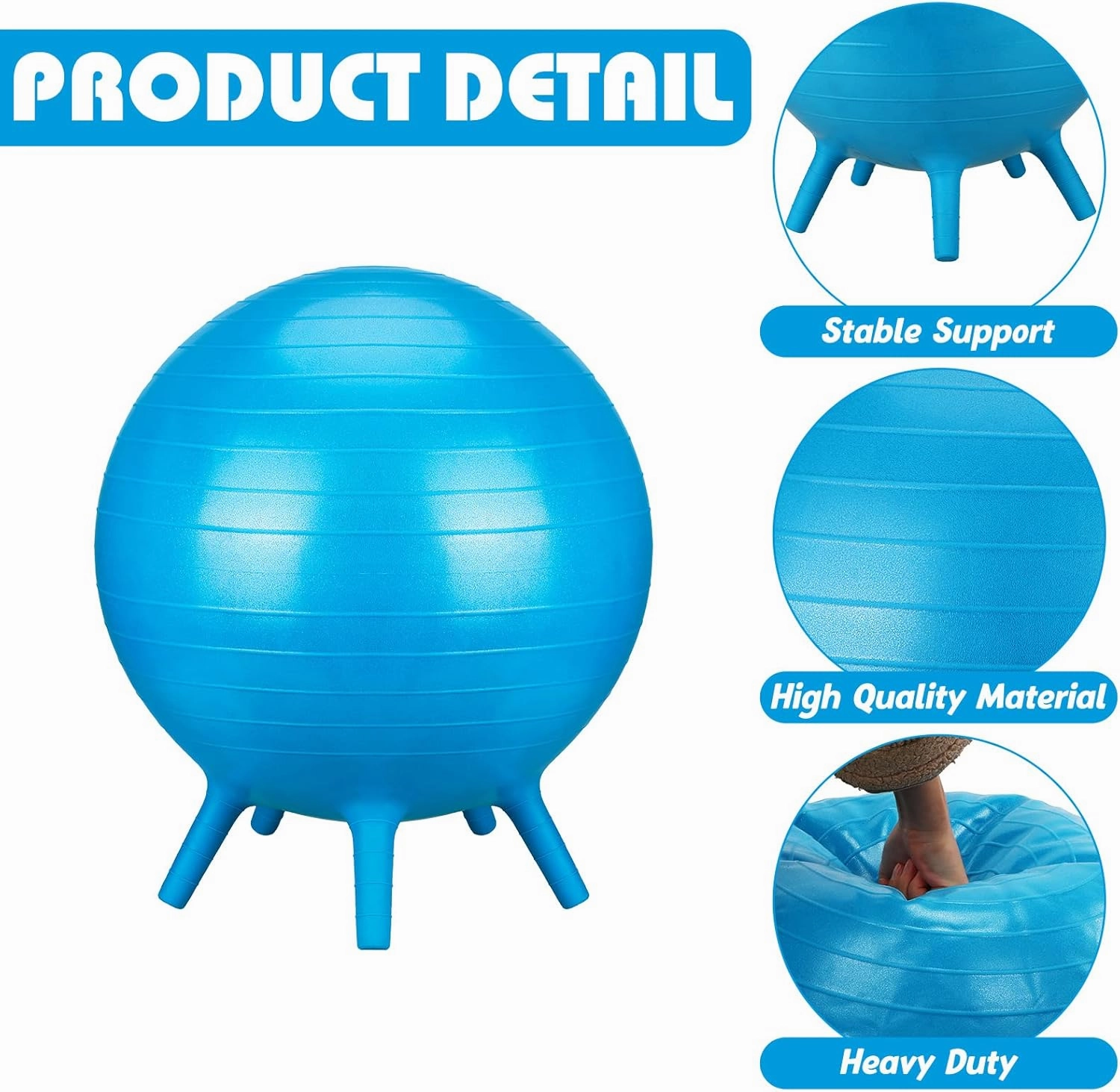 8 Pack Chair Ball with Feet for Kids Classroom Seating Ball Yoga Ball Chair Flexible Balance Chair for School Students Alternative Seating Includes Air Pump (Rose Red, Green, Orange, Blue, 18 Inch)