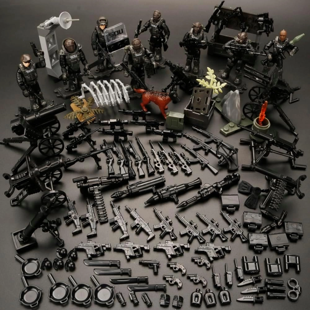 8 PCS Multiple Movable Joints SWAT Police Figure, Special Forces Mini Military Action Figure with Weapons and Accessories Building Blocks Set,Best Gift for Boys