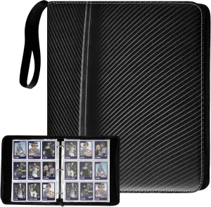 9-Pocket Folder with Modern Design, Trading Card Folder with Premium Zipper, Collection Folder Made of PU with 720 Double-sided Pockets, Collection Album, Card Folder for Games, TCG Card Black.