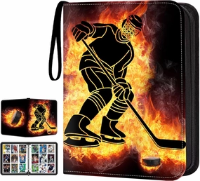 900 Pockets Hockey Card Binder with Zipper, 9 Pocket Trading Card Binder with 50 Binder Card Sleeves, Card Collection Binder for Trading & Sports Cards