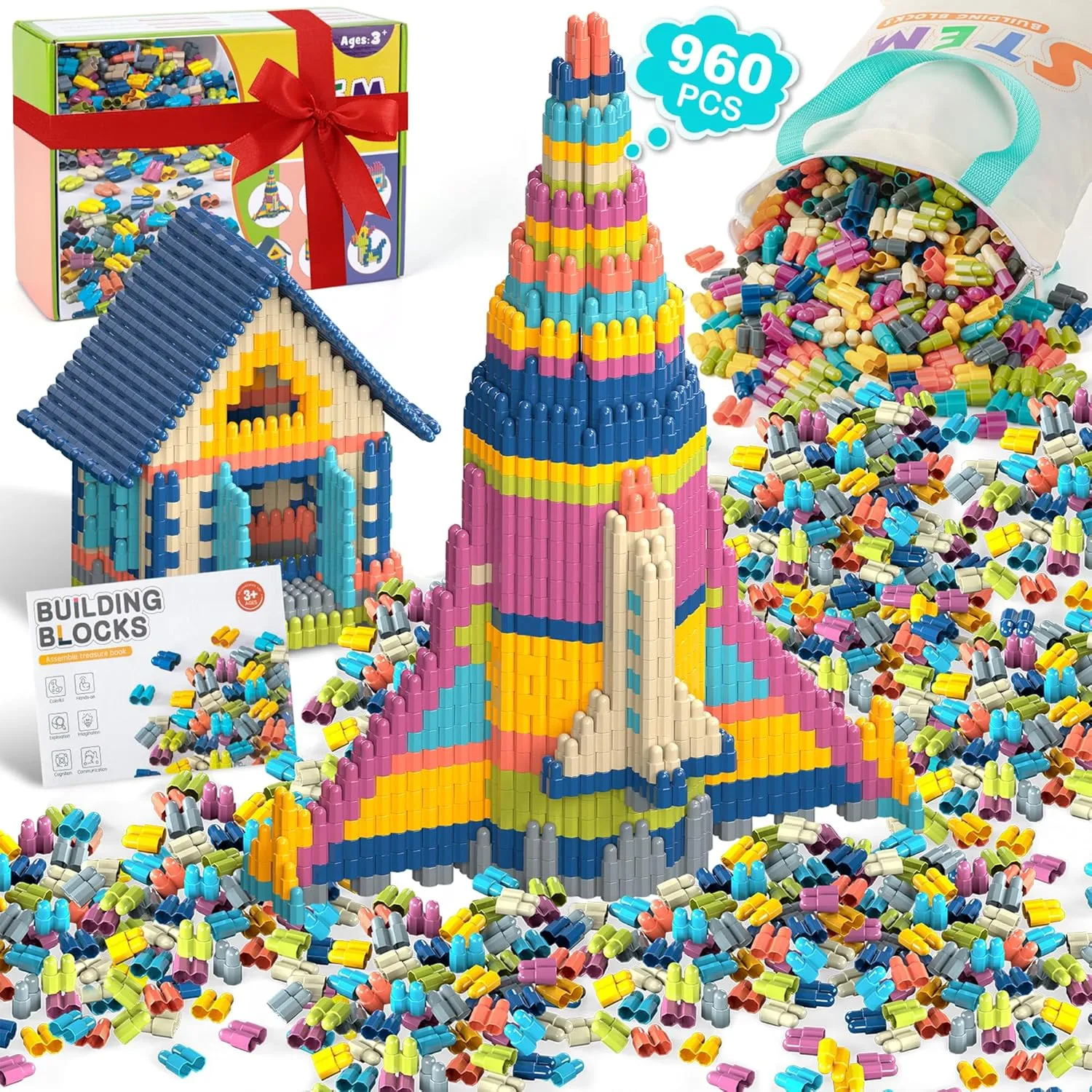 961 Pcs building toys for kids ages 4-8, Educational STEM Building Blocks for Brain Development & Hands-On Ability Improvement, Construction Toy for Preschool and Kindergarten Boys & Girls Aged 3 