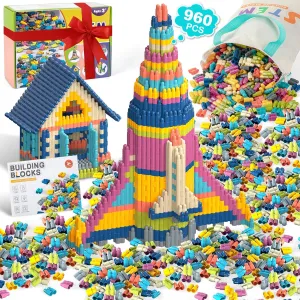 961 Pcs building toys for kids ages 4-8, Educational STEM Building Blocks for Brain Development & Hands-On Ability Improvement, Construction Toy for Preschool and Kindergarten Boys & Girls Aged 3 