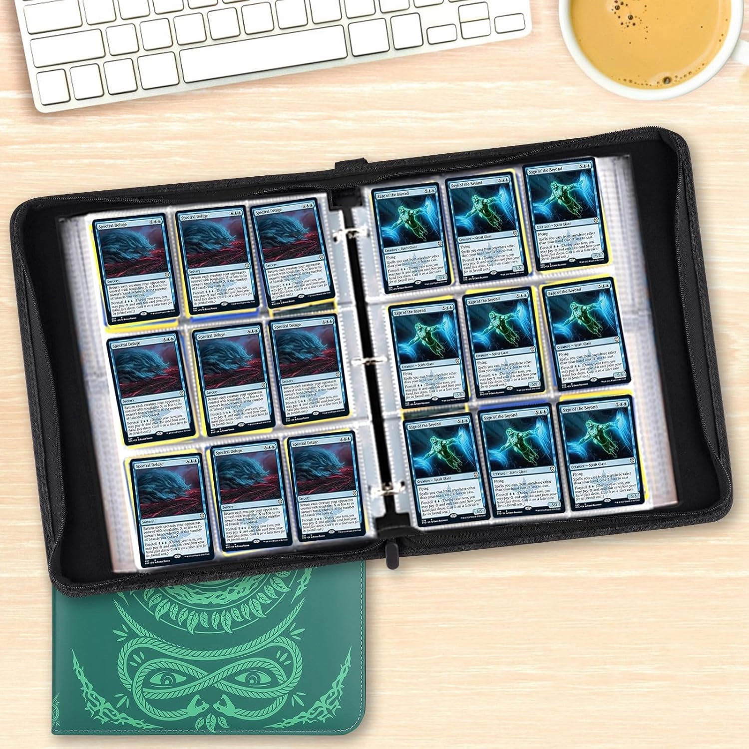 9-Pocket Card Binder for MTG,720 Double Sided Pocket PU Trading Collection Binder,Premium Collector Card Album for MTG,TCG,Yugioh,Game Cards(Green)