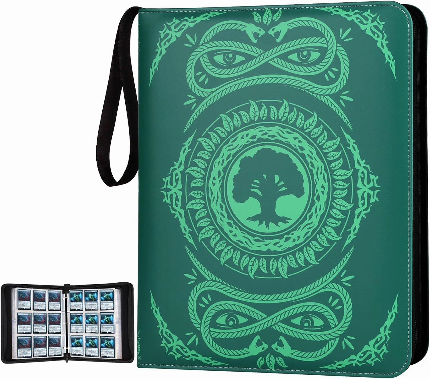 9-Pocket Card Binder for MTG,720 Double Sided Pocket PU Trading Collection Binder,Premium Collector Card Album for MTG,TCG,Yugioh,Game Cards(Green)