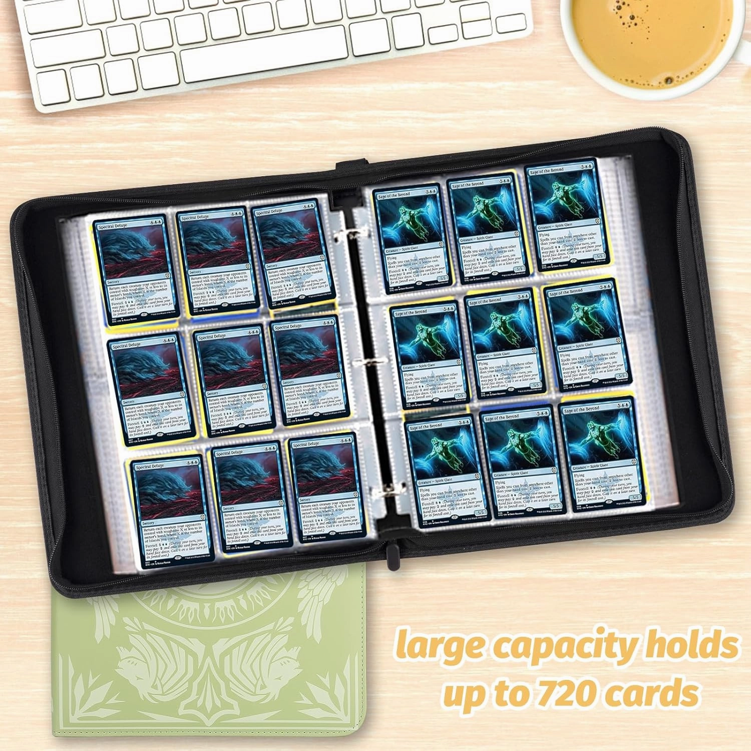 9-Pocket Card Binder for MTG,720 Double Sided Pocket PU Trading Collection Binder,Premium Collector Card Album for MTG,TCG,Yugioh,Game Cards (Yellow)