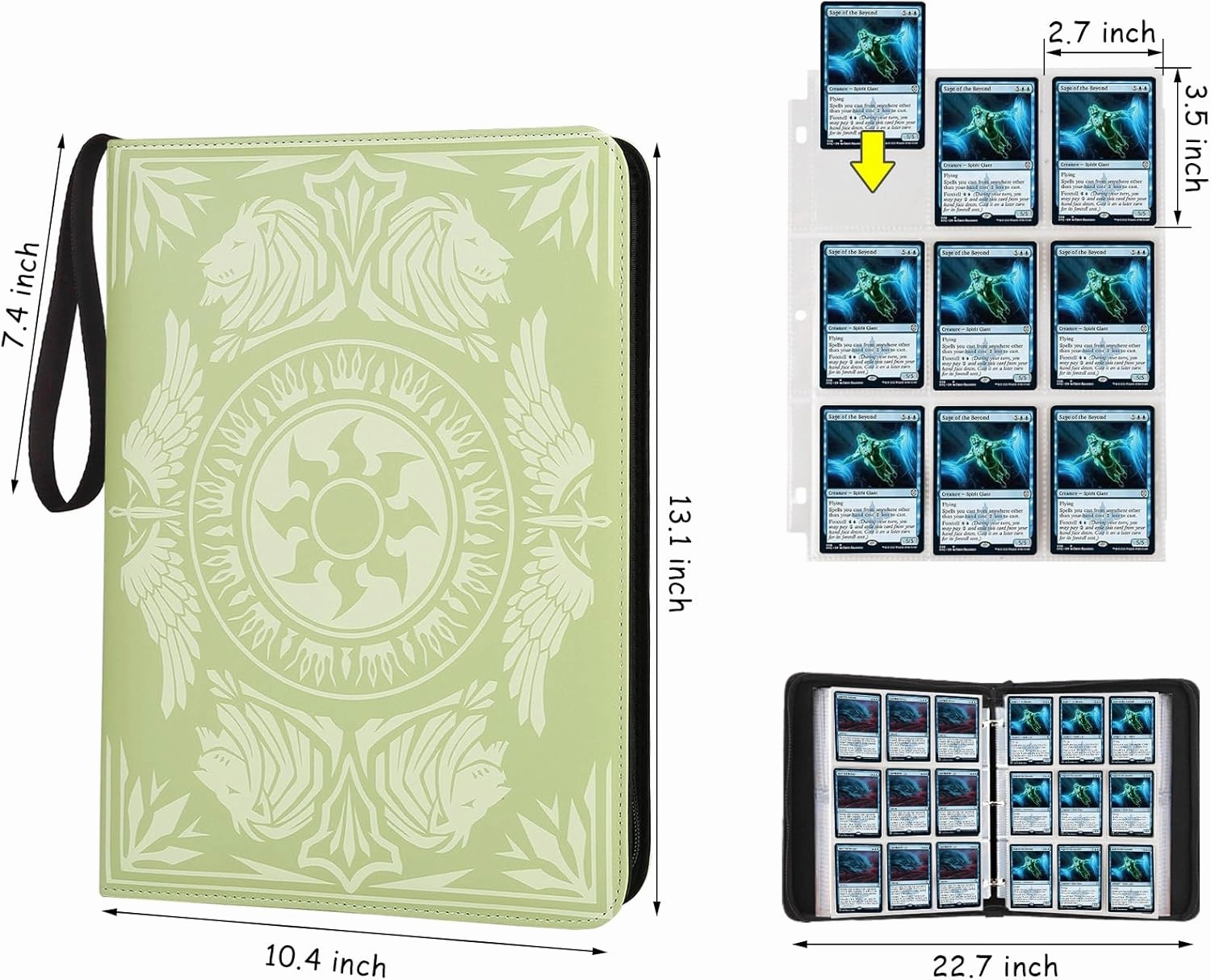 9-Pocket Card Binder for MTG,720 Double Sided Pocket PU Trading Collection Binder,Premium Collector Card Album for MTG,TCG,Yugioh,Game Cards (Yellow)