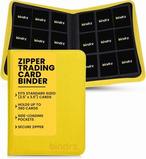 9 Pocket Zipper Binder for 360 Sleeved Trading Cards - Side Loading Pockets Album - Archival Safe Material and Compatible with TCG MTG and Sports Collectibles (Yellow)