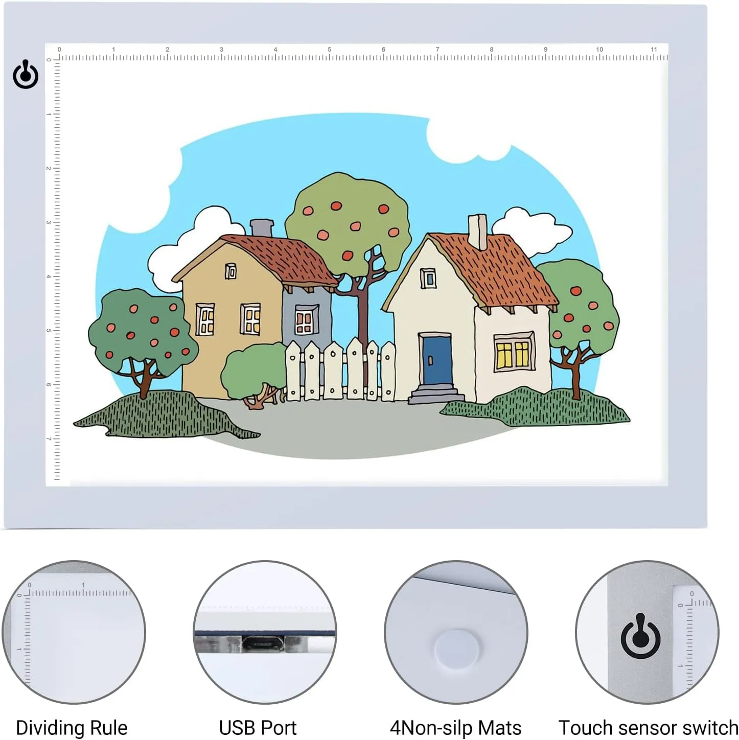 A4 Silver LED Trace Light Pad NXENTC Light Table USB Power LED Tracing Light Board for Artists,Drawing, Sketching, Animation