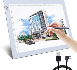 A4 Silver LED Trace Light Pad NXENTC Light Table USB Power LED Tracing Light Board for Artists,Drawing, Sketching, Animation